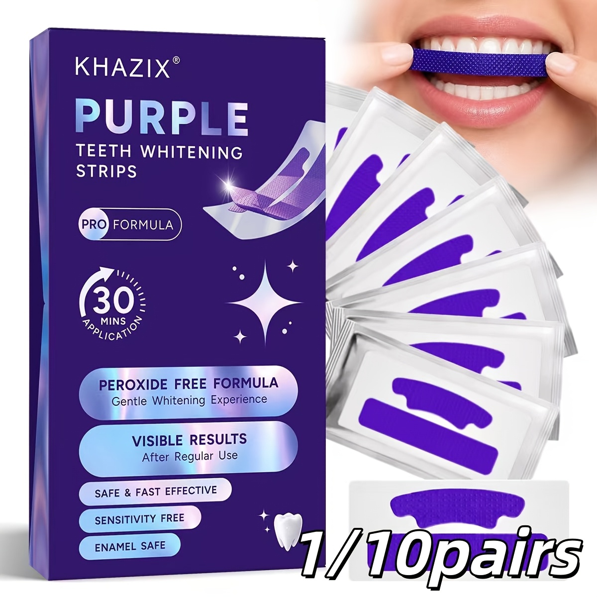 1/10 par fioletowych pasków do – Teeth Whitening Strips Permanent recenzja i cena